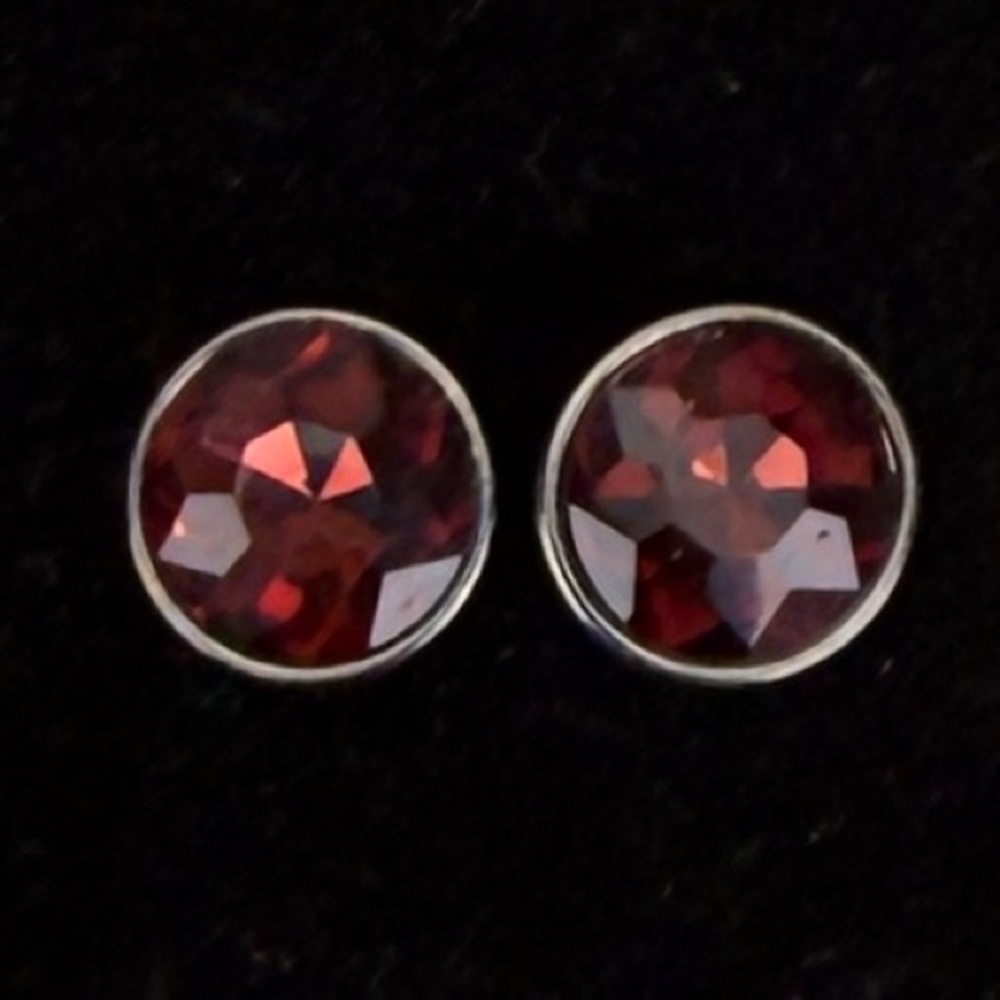 Vintage gunmetal dark deep red pierced earrings